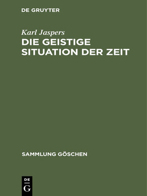 cover image of Die geistige Situation der Zeit